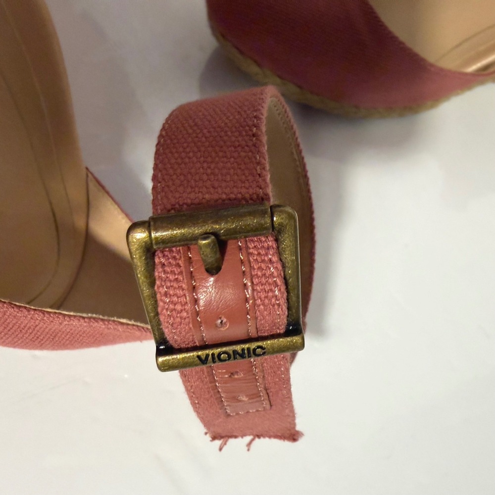 Vionic Womens Rose Pink Canvas Espadrille Wedge Ankle Strap Sandals Size 8 - Picture 5 of 13